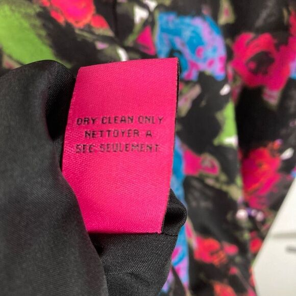 Betsey Johnson Black Pink Blue Floral Sweetheart Strapless Mini Dress sz 8‎ NEW! - Picture 9 of 9